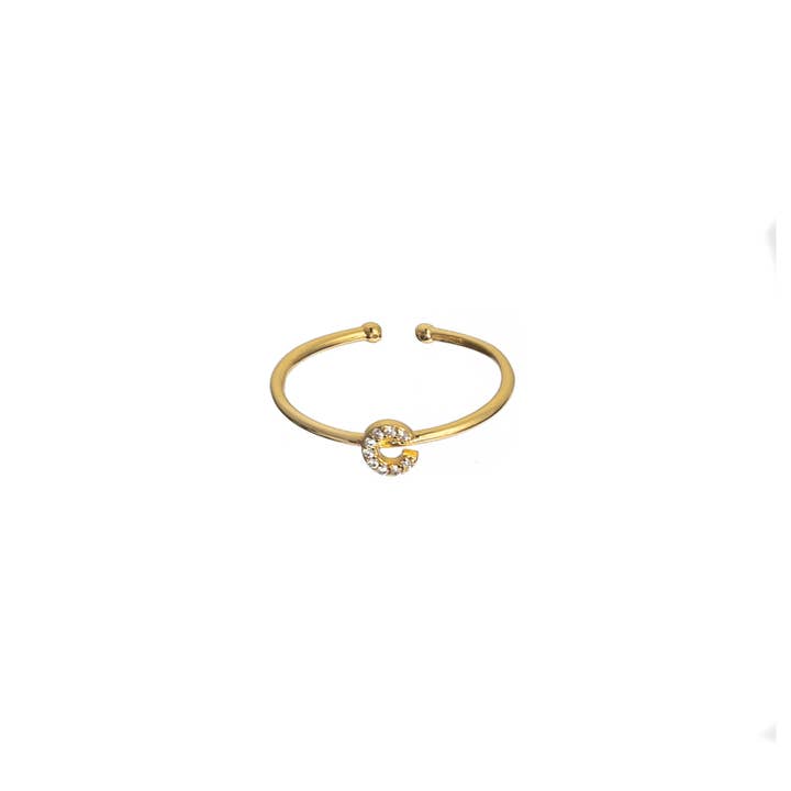 Brenda Grands Jewelry - Wholesale Band/Stacked Ring - 18K Gold Shiny Adjustable Initial Ring4