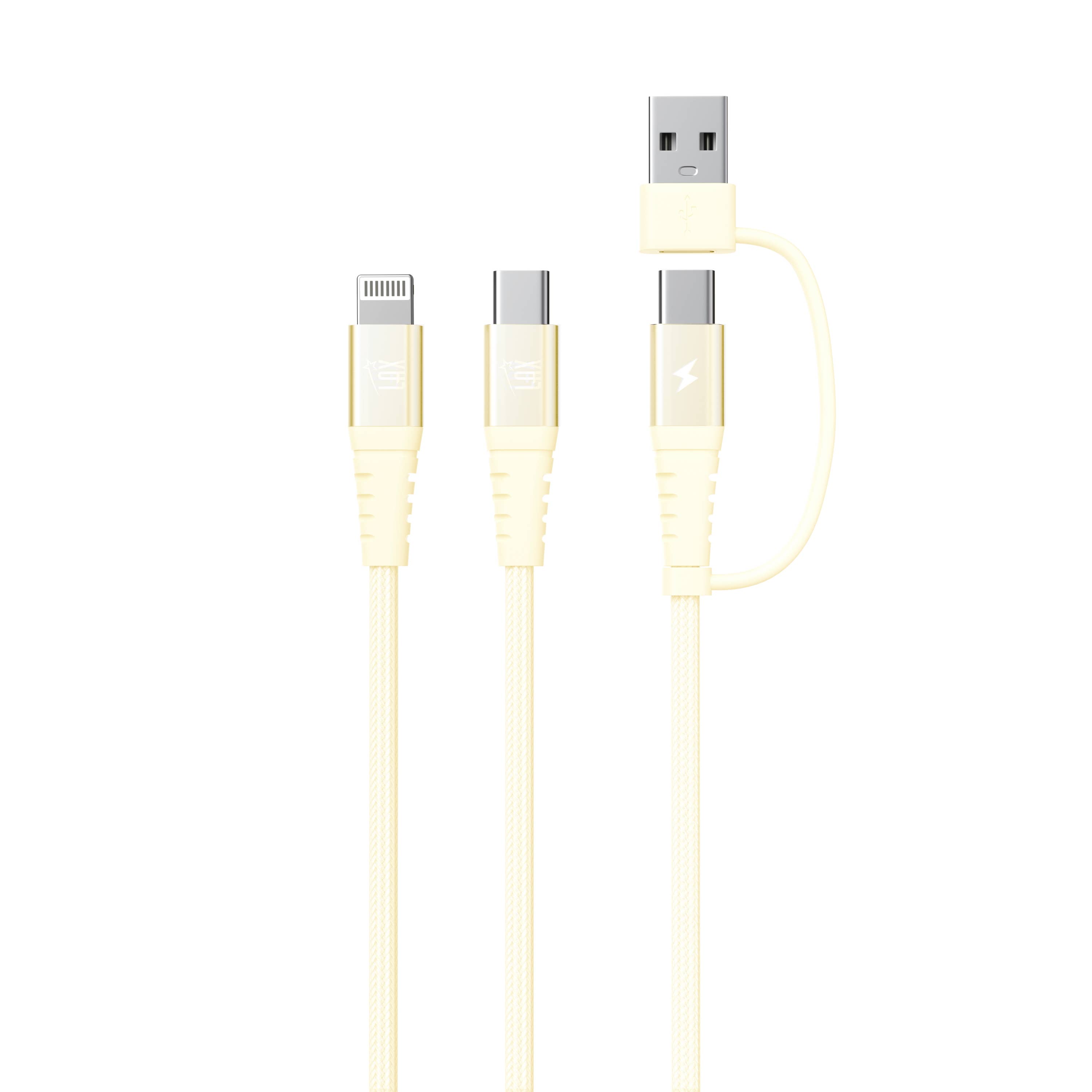 LAX Gadgets - Wholesale Charging Cable - 4-in-1 USB-A/USB-C to USB-C and Iphone Cables-Retail Pack4