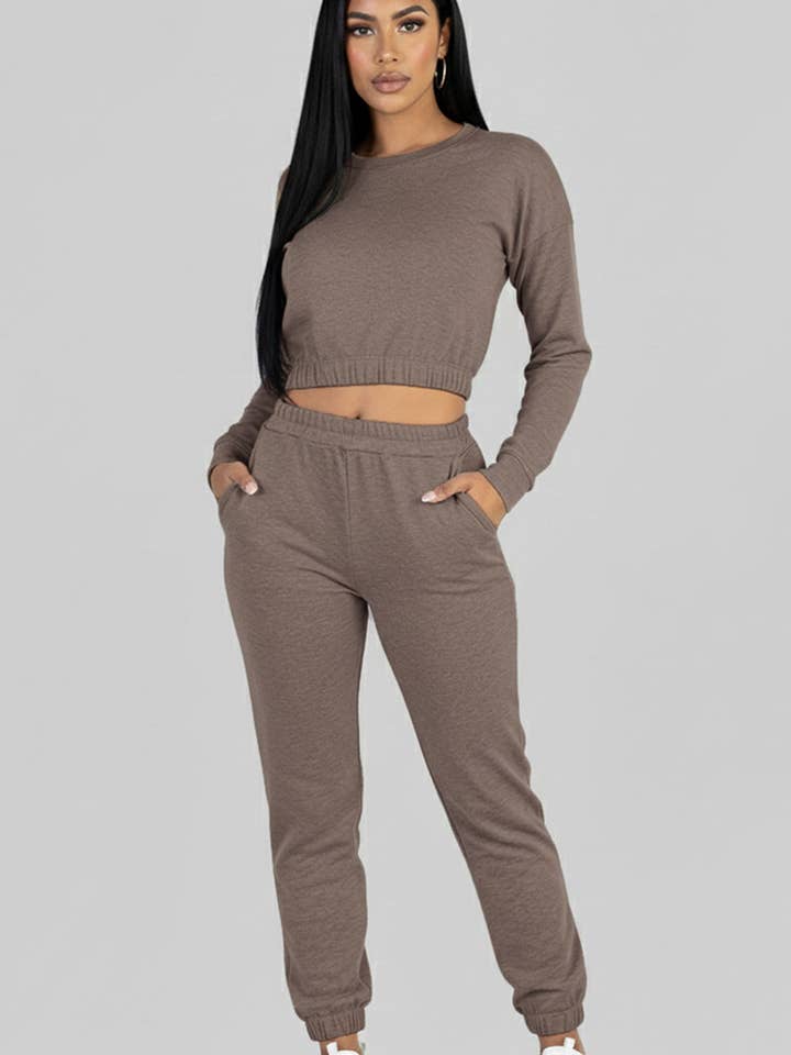CAPELLA APPAREL - Wholesale Lounge Set - Women's - French Terry Elastic Waist Pullover & Joggers Set6