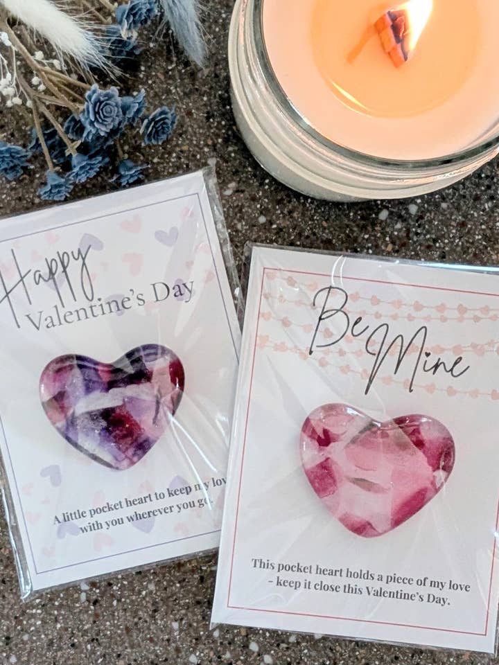 Valentine's Pocket Heart - Small Valentine Keepsake - Gift for wholesale by SCK Glassworks