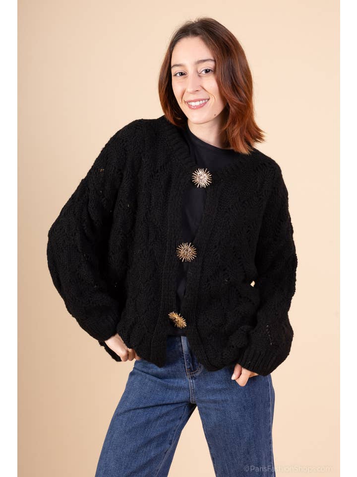 Shyloh - Wholesale Cardigan – Women’s - Mohair cardigan 3 sun brooches 4100222