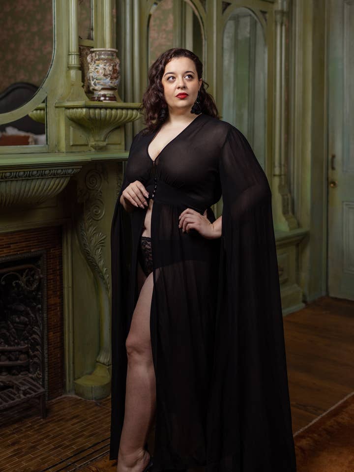 Vamp Robe -Black- Peach Boudoir for wholesale by TRASHY DIVA