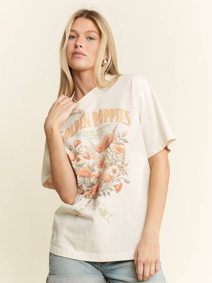 GOLDEN POPPIES GRAPHIC TOP for wholesale by Cotton Muse