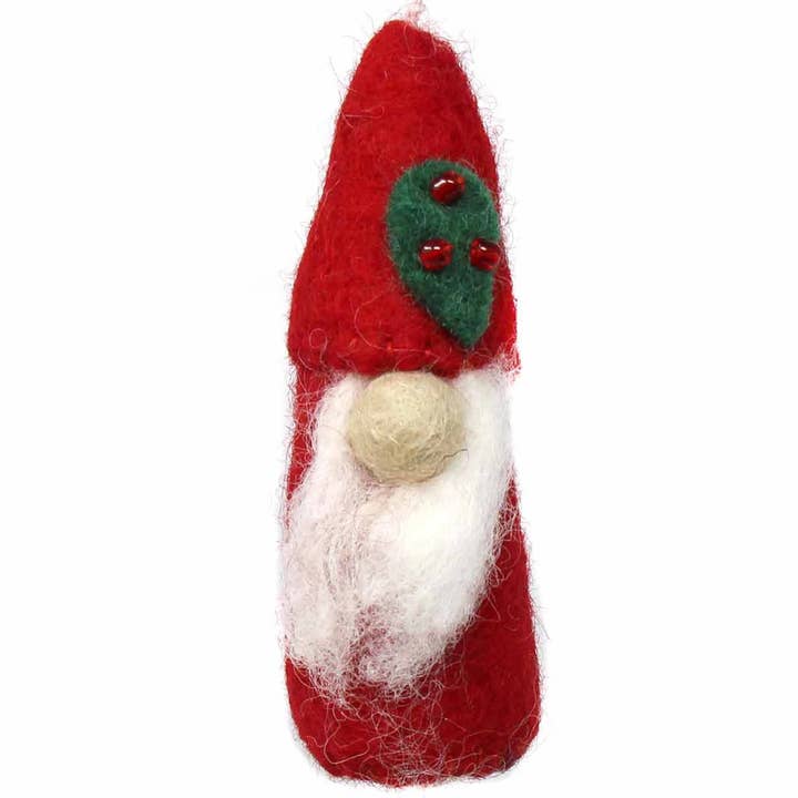 Red Christmas Gnome Felt Ornament for wholesale by Global Crafts