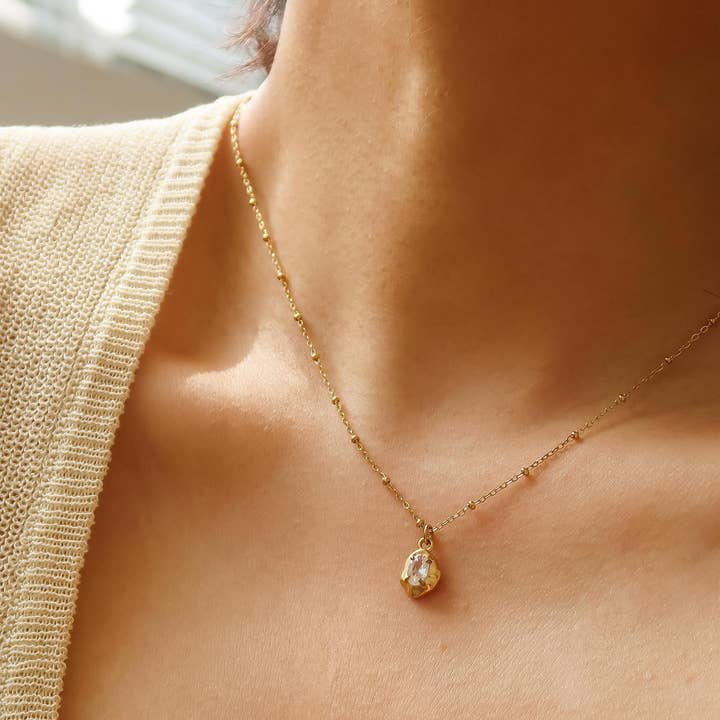 Flânerie by MAIQ - Wholesale Pendant/Charm Necklace - Ryleigh 18K Gold Non-Tarnish Petite CZ Necklace