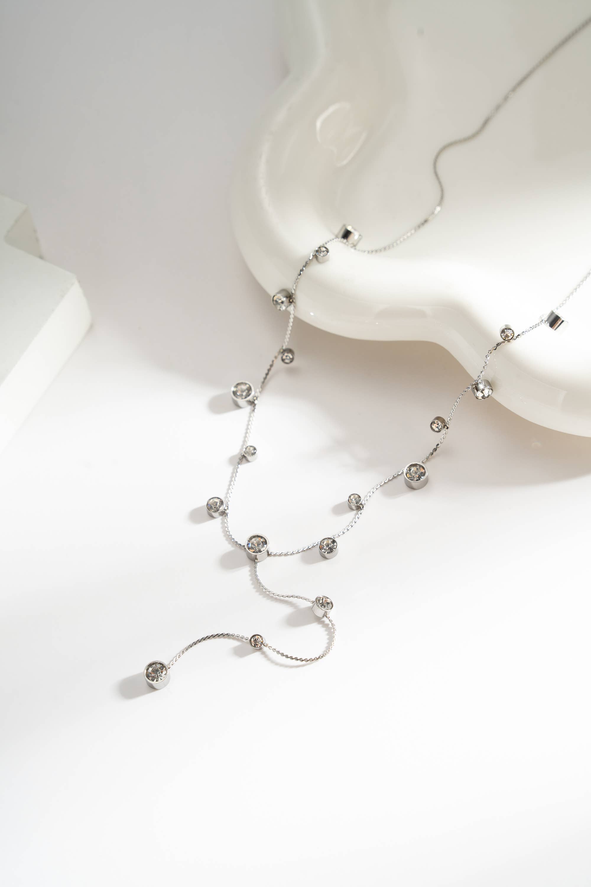 COSMOS - Wholesale Y-Neck/Lariat Necklace - Y Crystal Sparkling Necklace in Gold or Silver Stainless Steel0