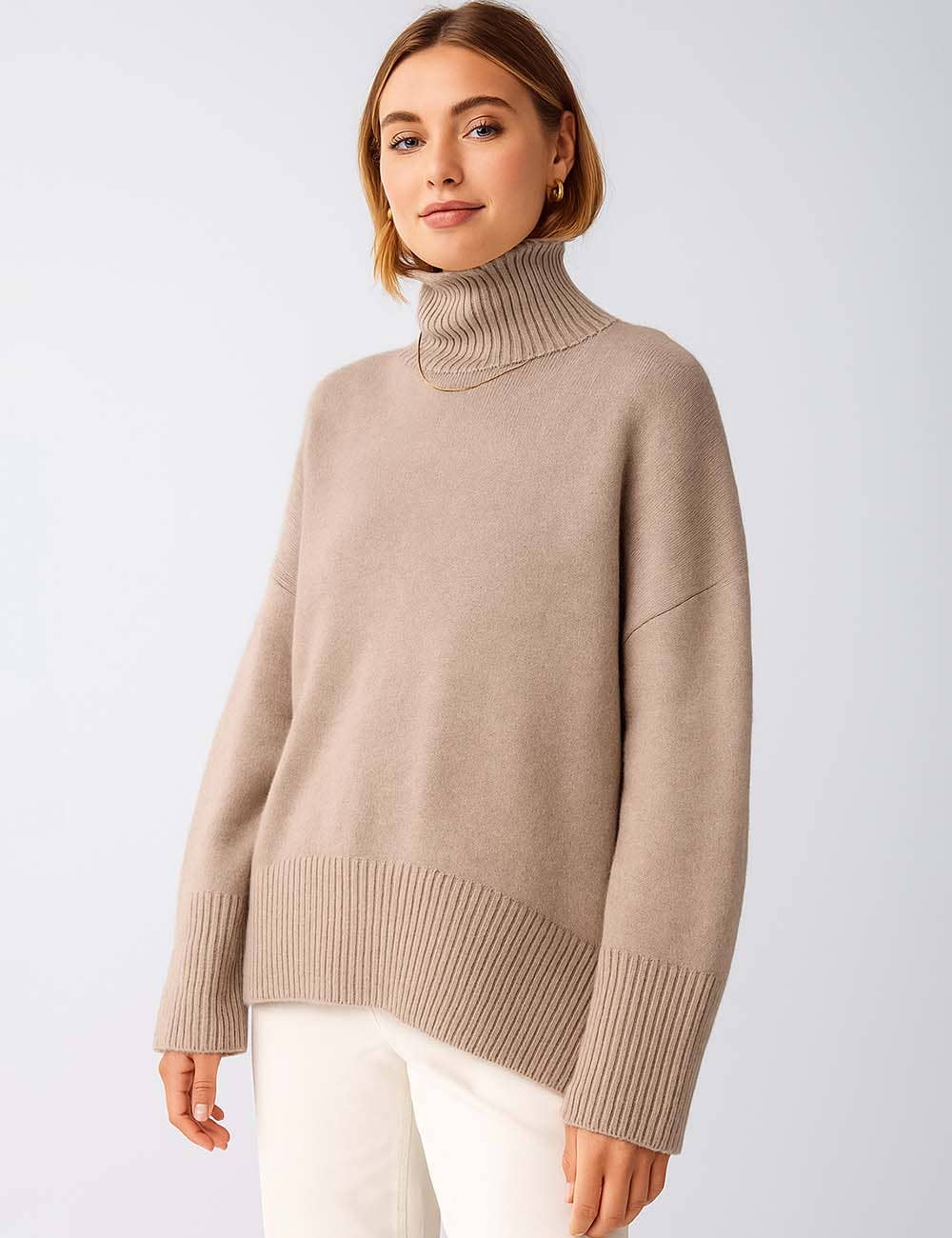 Sweetkama - Venta al por mayor Jersey de punto - Mujer - Suéter de punto para mujer con cuello alto y color sólido 560524