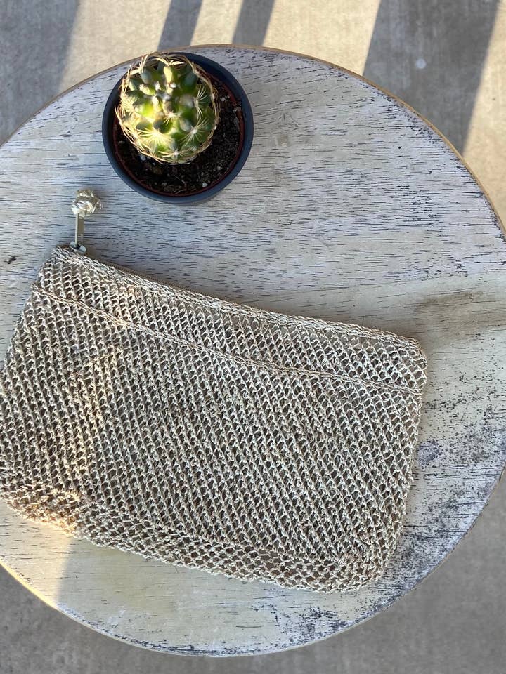 Natural Vine Zipper Pouch Bag - Ecofriendly, handmade for wholesale by A Million Elephants