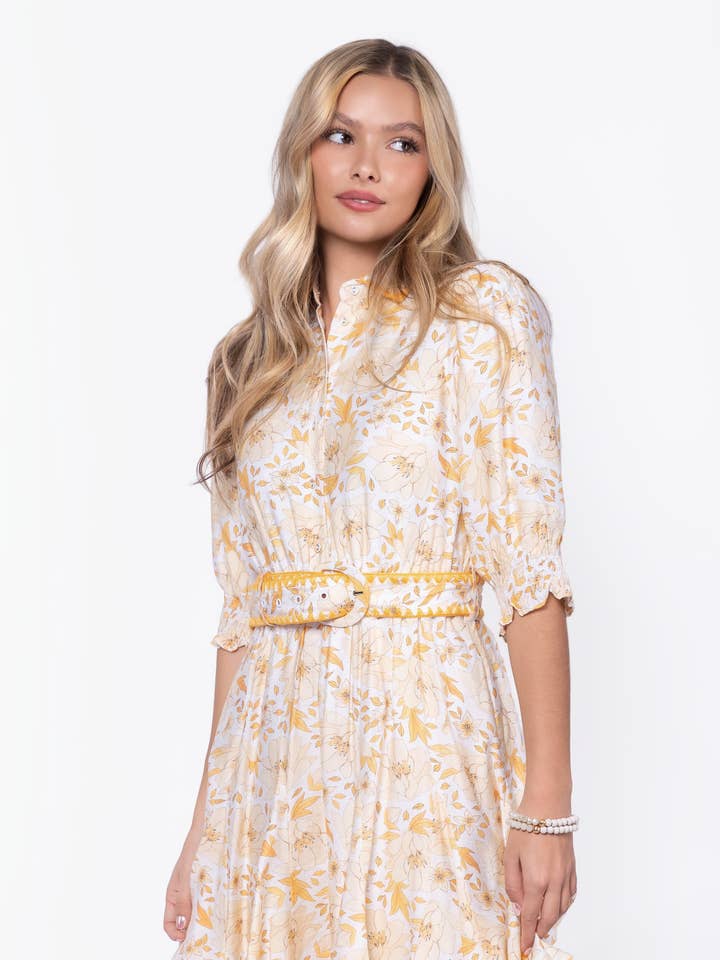 Analia Dress 36" (Yellow Flower) for wholesale by Yakira Bella