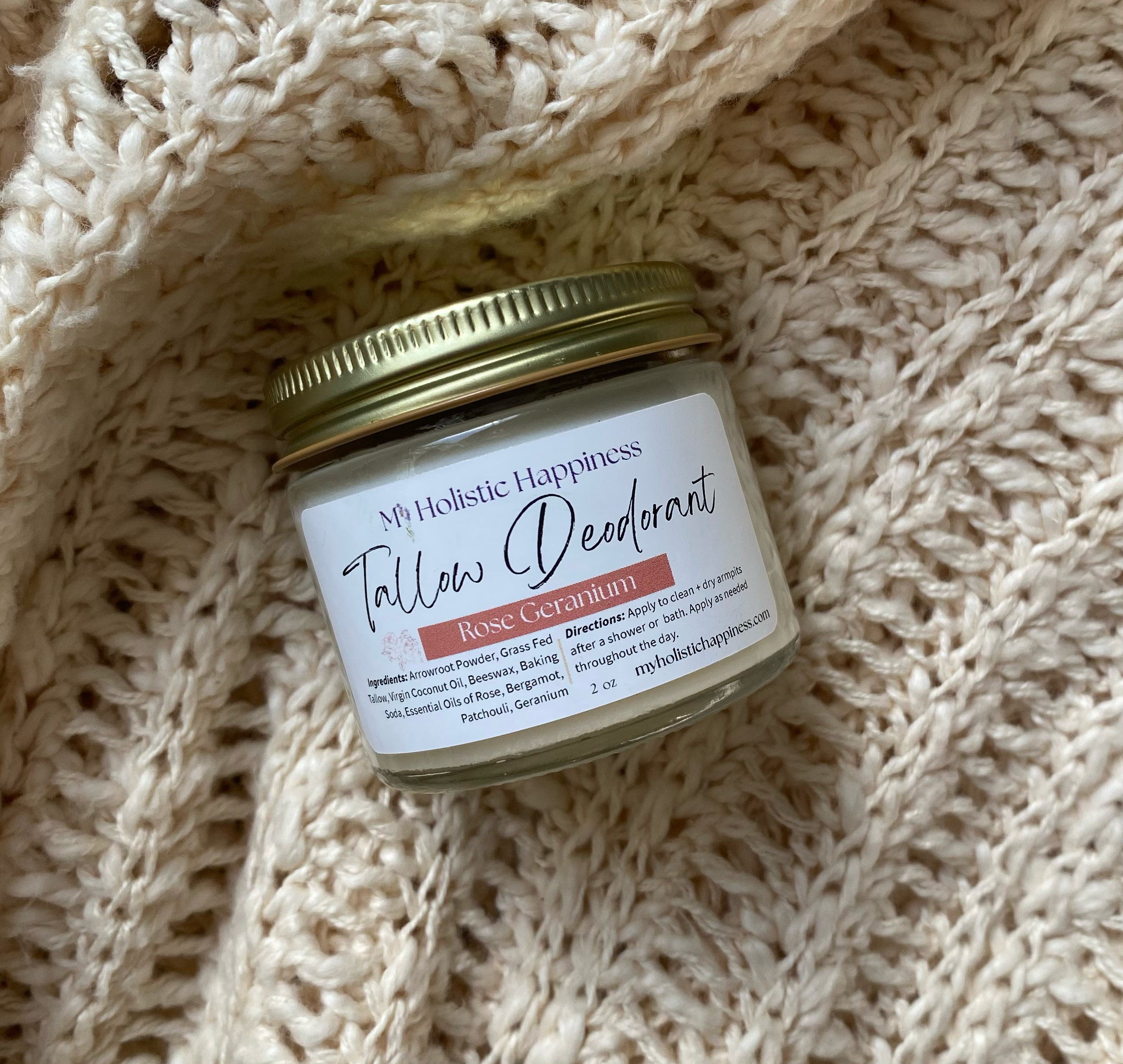 My Holistic Happiness - Wholesale Deodorant - Unisex - Rose Geranium Natural Tallow Deodorant1