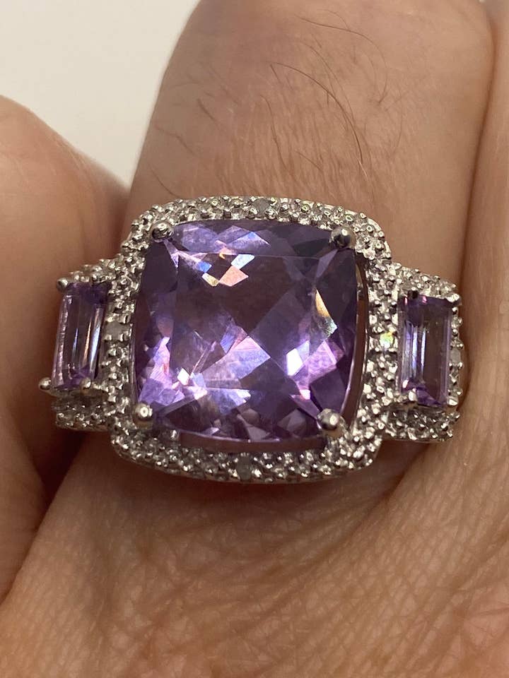 Vintage Purple Amethyst 925 Sterling Silver Cocktail Ring for wholesale by Nemesis Jewelry NYC