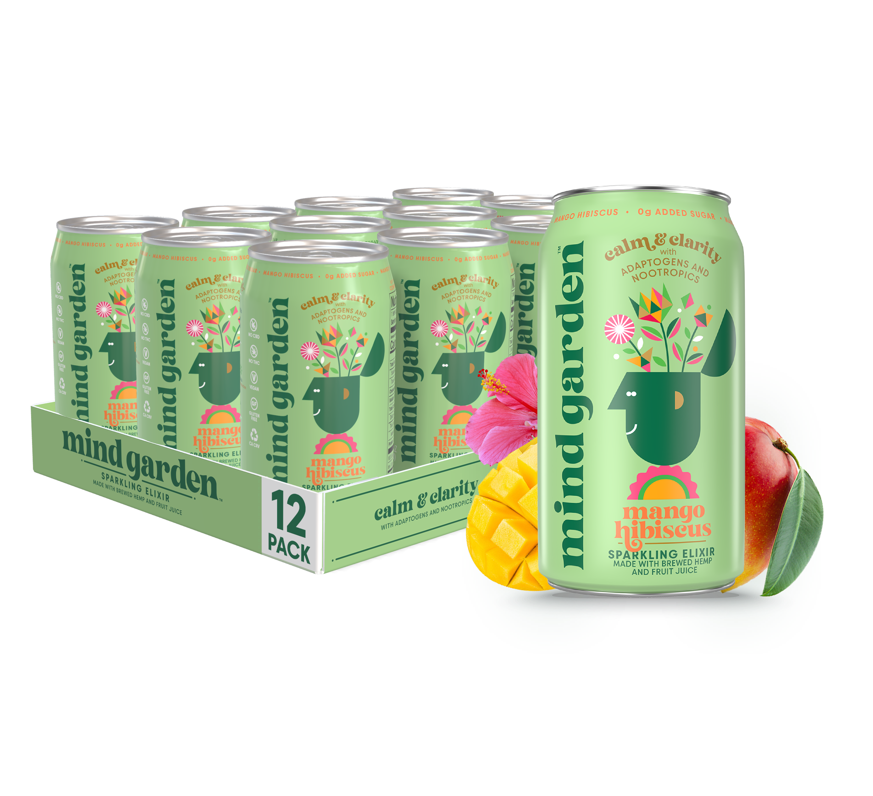 Mind Garden - Wholesale Wellness Juice/Tonic - Mind Garden Adaptogen Mango Hibiscus Drink (12-Pack)1