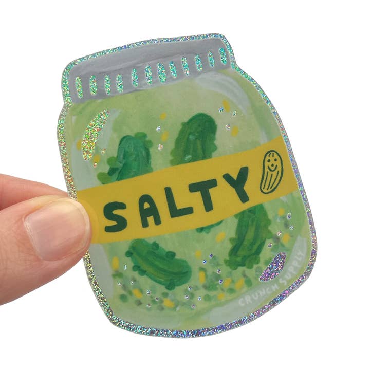 Pegatina Brillante de Tarro de Pepinillos Salados para venta al por mayor de Crunch Supply
