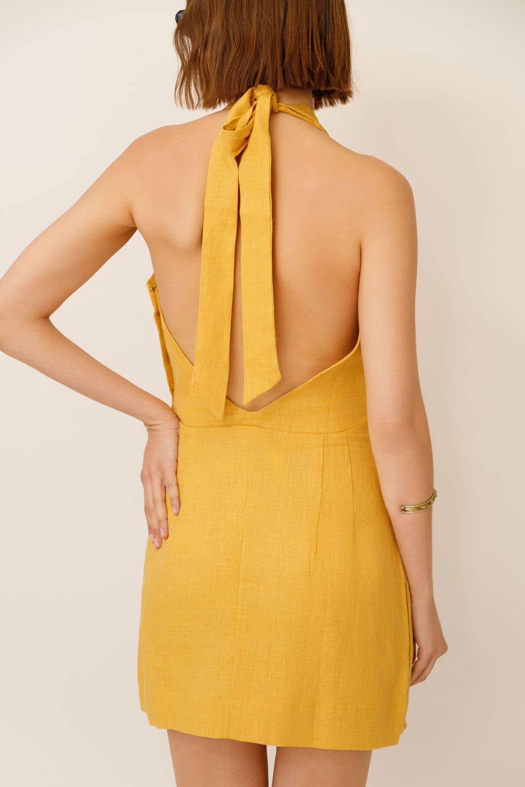 WUESTE - Wholesale Dress - Women's - Kaili Deep V Linen Mini Dress4