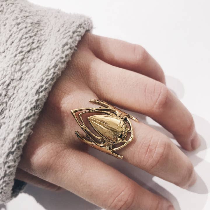 Lotta Djossou Paris - Wholesale Cocktail/gelegenheidsring - Gouden Scarabee Ring - Fijn roestvrij goud - sieraden - cadeau