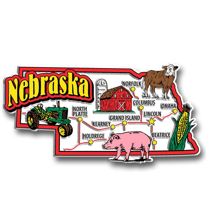 7 Star - Wholesale Magnet - Nebraska Jumbo State Magnet, Made in USA0