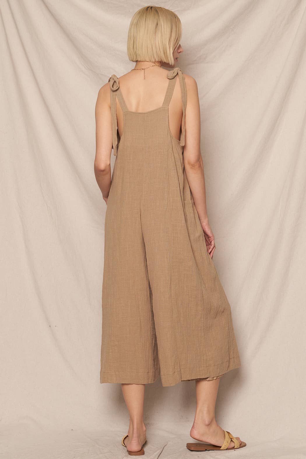 En Crème - Wholesale Jumpsuit - Women's - Ruched Neck Shoulder Tie Loose Fit Jumpsuit13