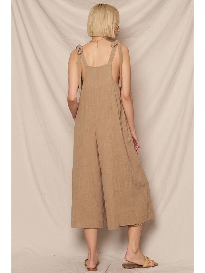 En Crème - Wholesale Jumpsuit - Women's - Ruched Neck Shoulder Tie Loose Fit Jumpsuit13