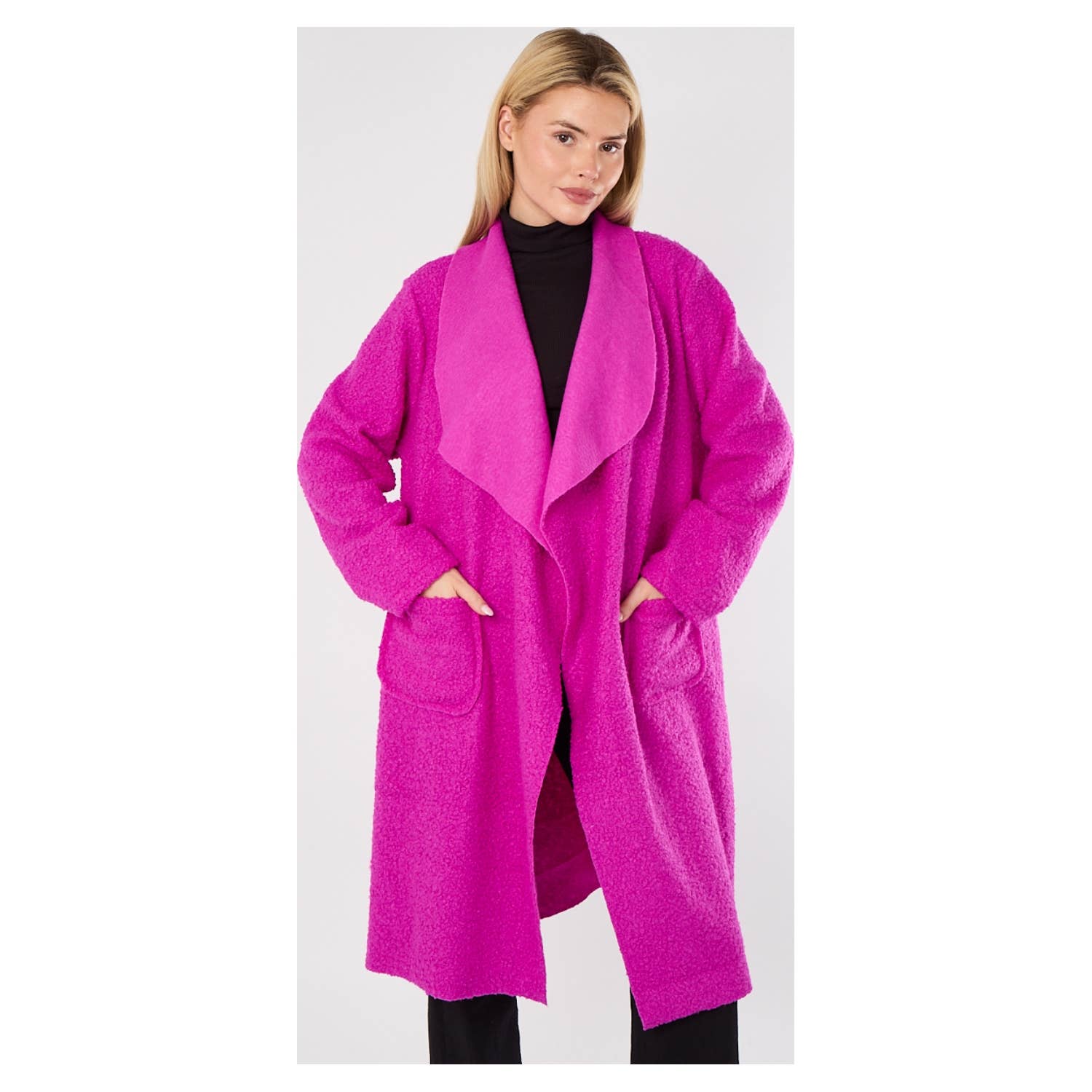 Superbia - Vendita all'ingrosso Cappotto - Donna - Nuovo cappotto italiano morbido taglia unica a cascata con due tasche3