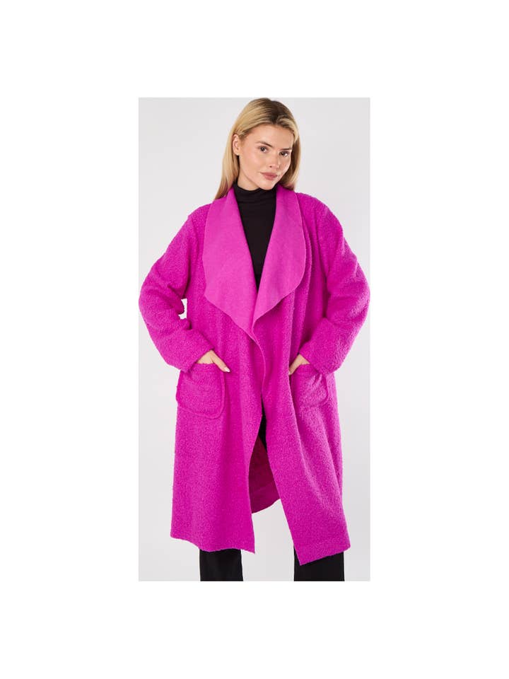 Superbia - Vendita all'ingrosso Cappotto - Donna - Nuovo cappotto italiano morbido taglia unica a cascata con due tasche3