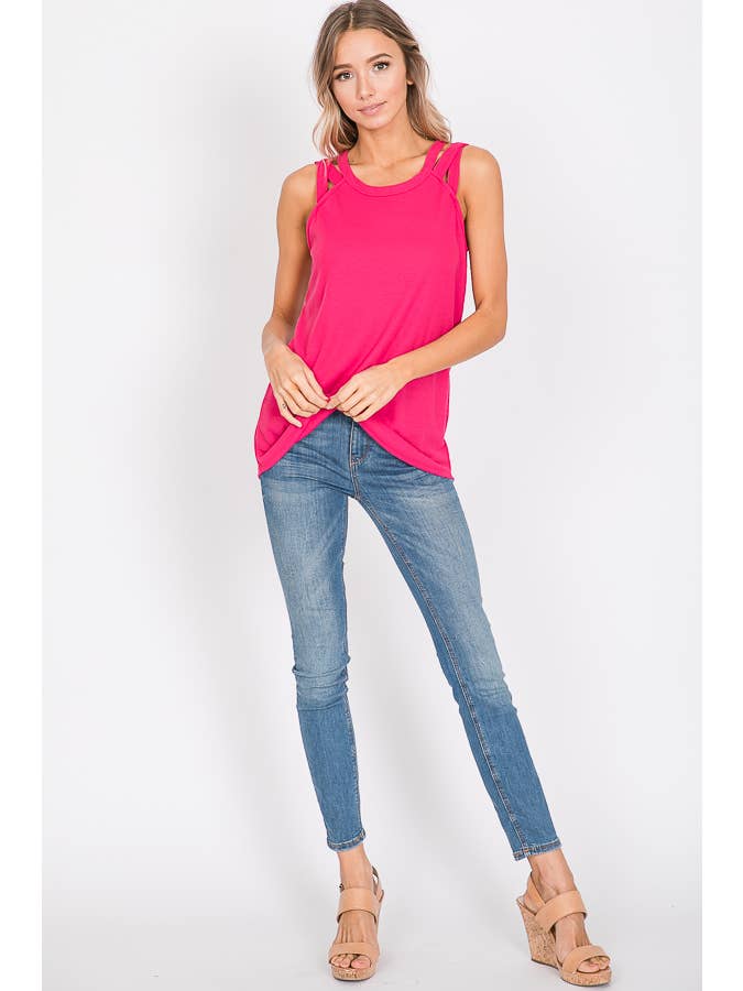 7th Ray - Venta al por mayor Camiseta sin mangas - Mujer - Top de Tirantes con Detalle de Correa en el Hombro de Punto Térmico T23957