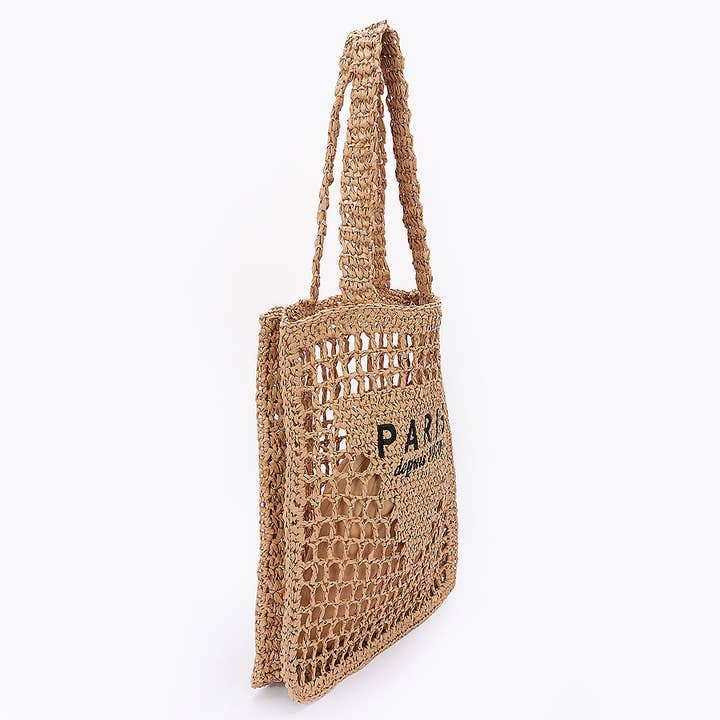 3AM BY H&D ACCESSORIES - Wholesale Tote Bag - Women's - Faux Straw Braide Tote Bag w/ pouch3