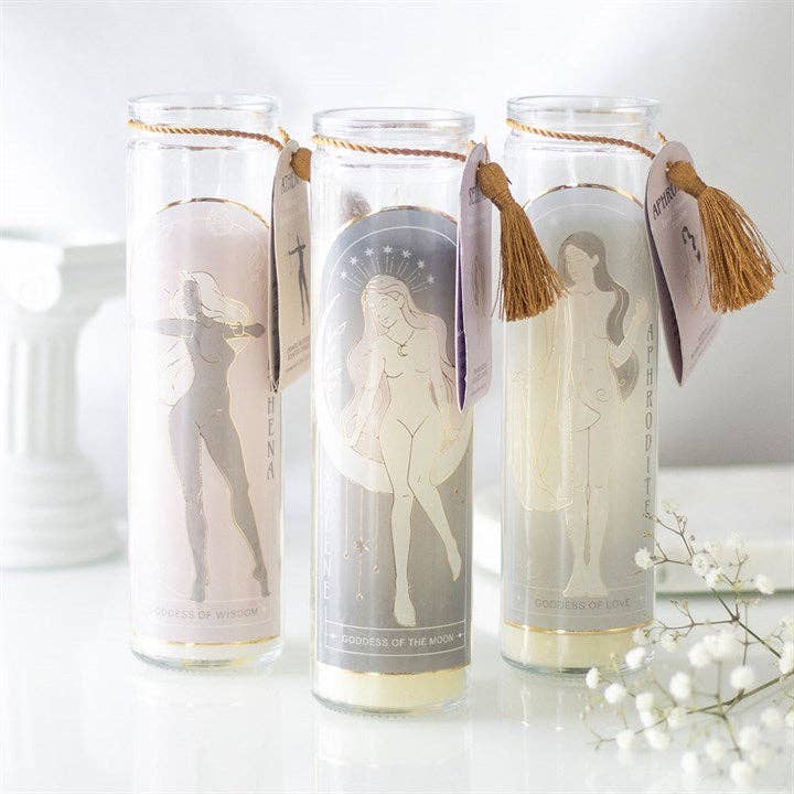 Something Different Wholesale - Wholesale Jar/Filled Candle - Aphrodite Goddess Tube Candle with Rose Quartz Crystals4