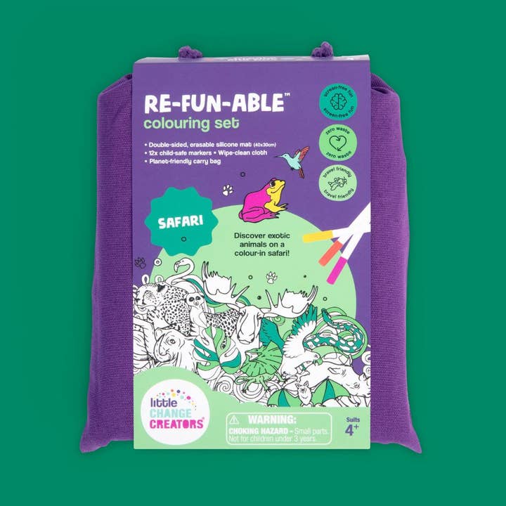 Little Change Creators - Wholesale Coloring Mat - Kids & Baby - SAFARI | Washable Animal Colouring Activity Mat1