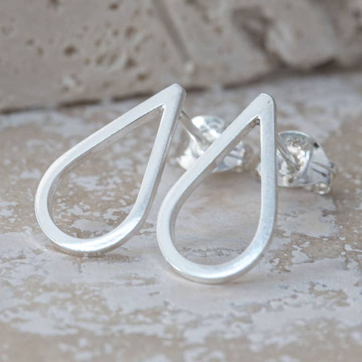 Teardrop stud earrings, silver for wholesale by Elin Horgan Jewellery