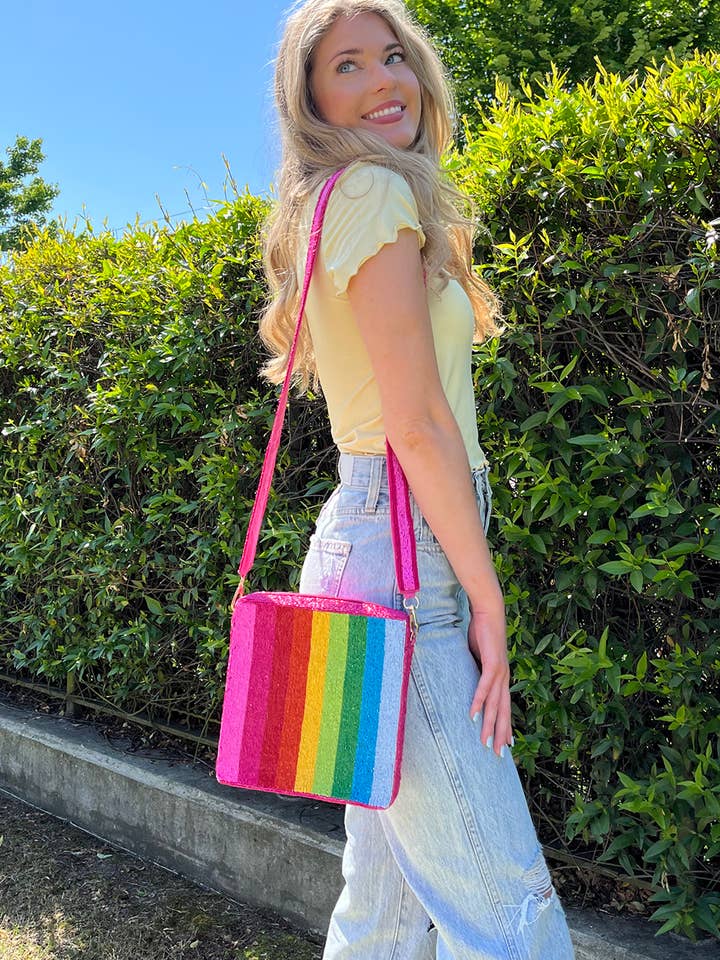 M2166 Palmer Beaded Crossbody w/ Design for wholesale by Jen & Co.