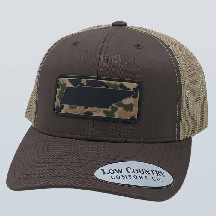 Tennessee Outline Camo PVC Patch Hat Brown/Khaki for wholesale by Riverbed Threads