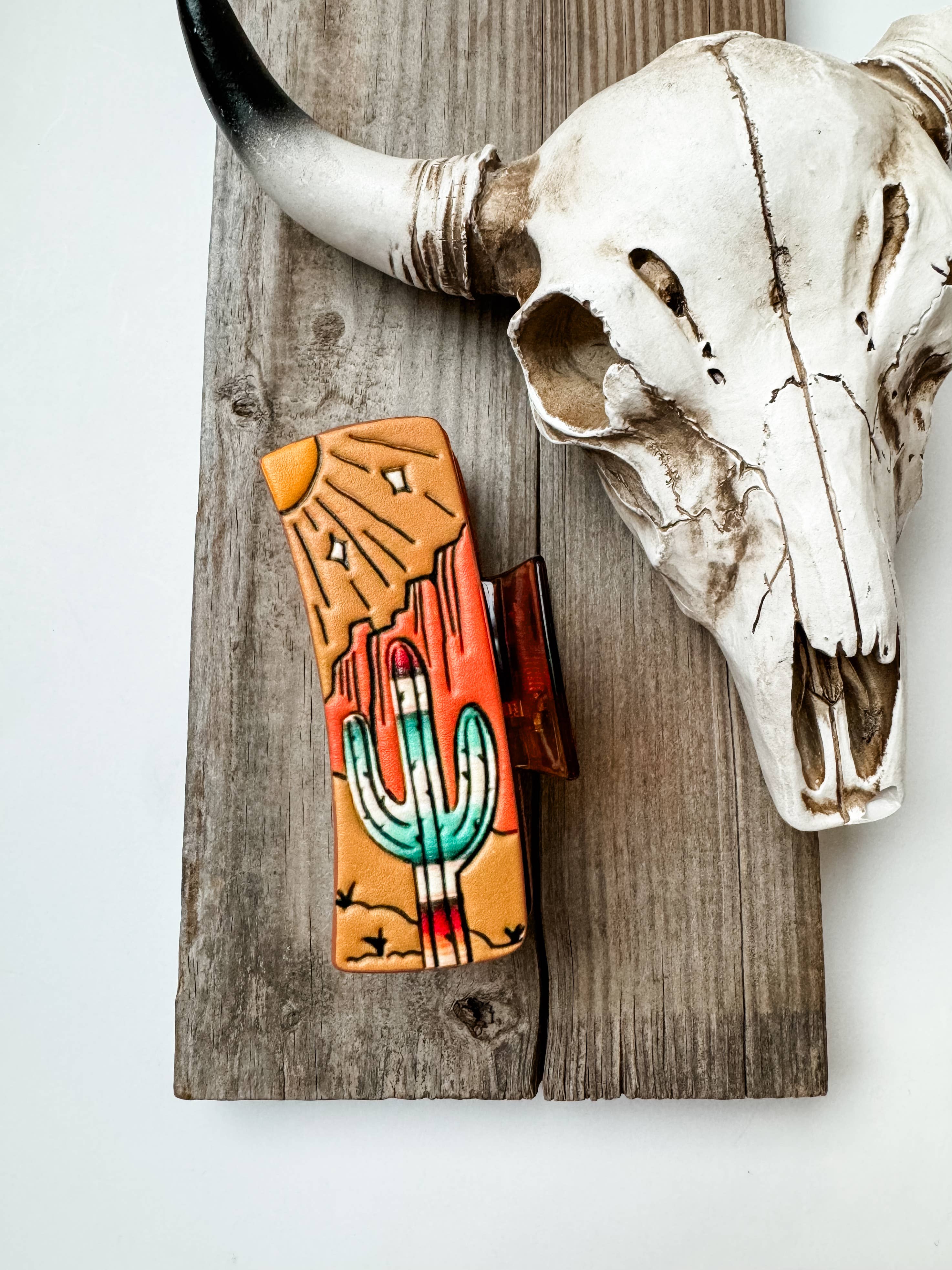 Boho Ranch Shop - Wholesale Hair Clip - Women's - Large Western Faux Embossed Leather Hair Clip Claw5