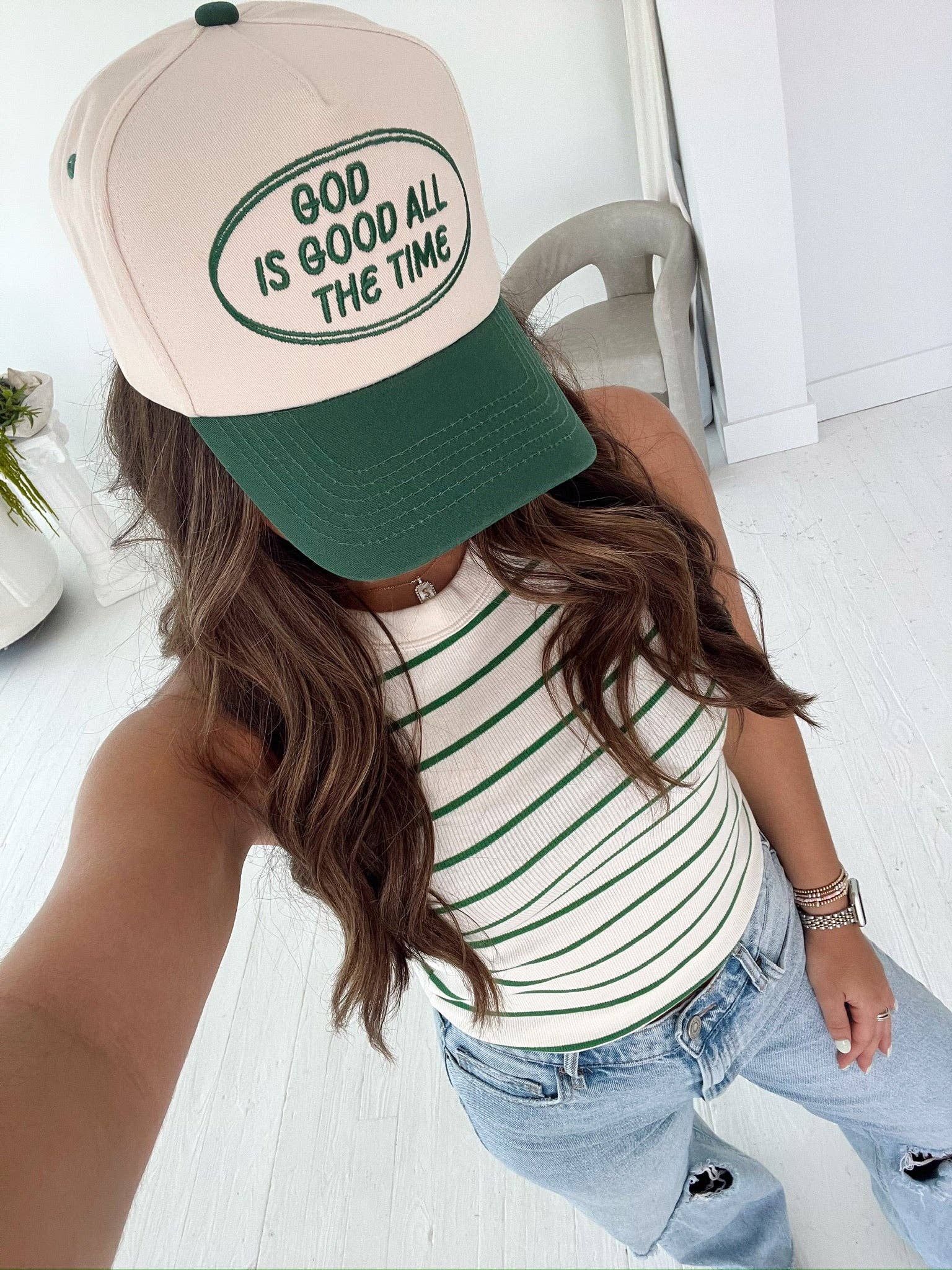 KENZKUSTOMZ - Wholesale Trucker Hat - Women's - God is Good - Green Vintage Trucker Hat8