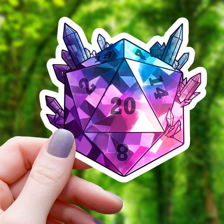 Mimic Gaming Co - Wholesale Sticker - Crystal D20 Polyhedral Dice Sticker - 3"