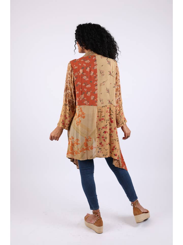 Sacred Threads - Wholesale Cardigan - Women's - Rustic Patchwork Open Front Cardigan (Amber Hue Line)7