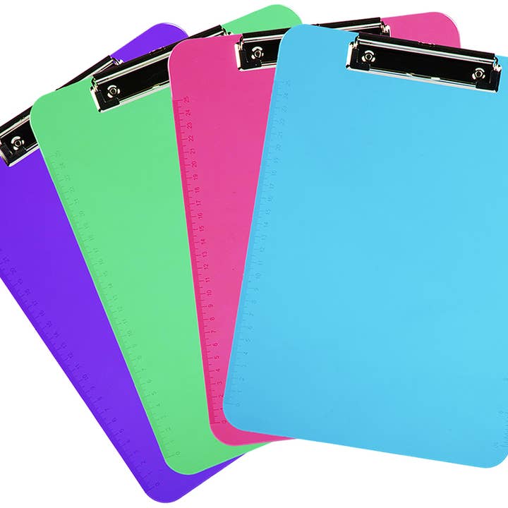 JAM PAPER - Wholesale Clipboard - JAM Plastic Clipboards, Metal Clip, 9x12.5, Fashion, 4/Pk