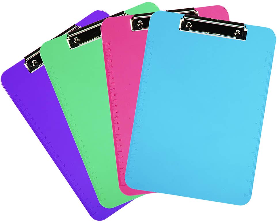 JAM PAPER - Wholesale Clipboard - JAM Plastic Clipboards, Metal Clip, 9x12.5, Fashion, 4/Pk