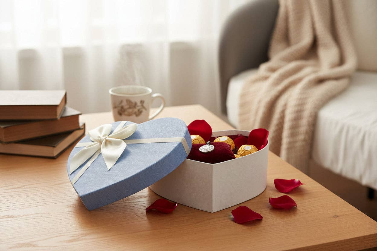 Emartbuy - Wholesale Gift box - Luxury Heart Shaped White/Blue Gift Box - Single (Sizes Available)9