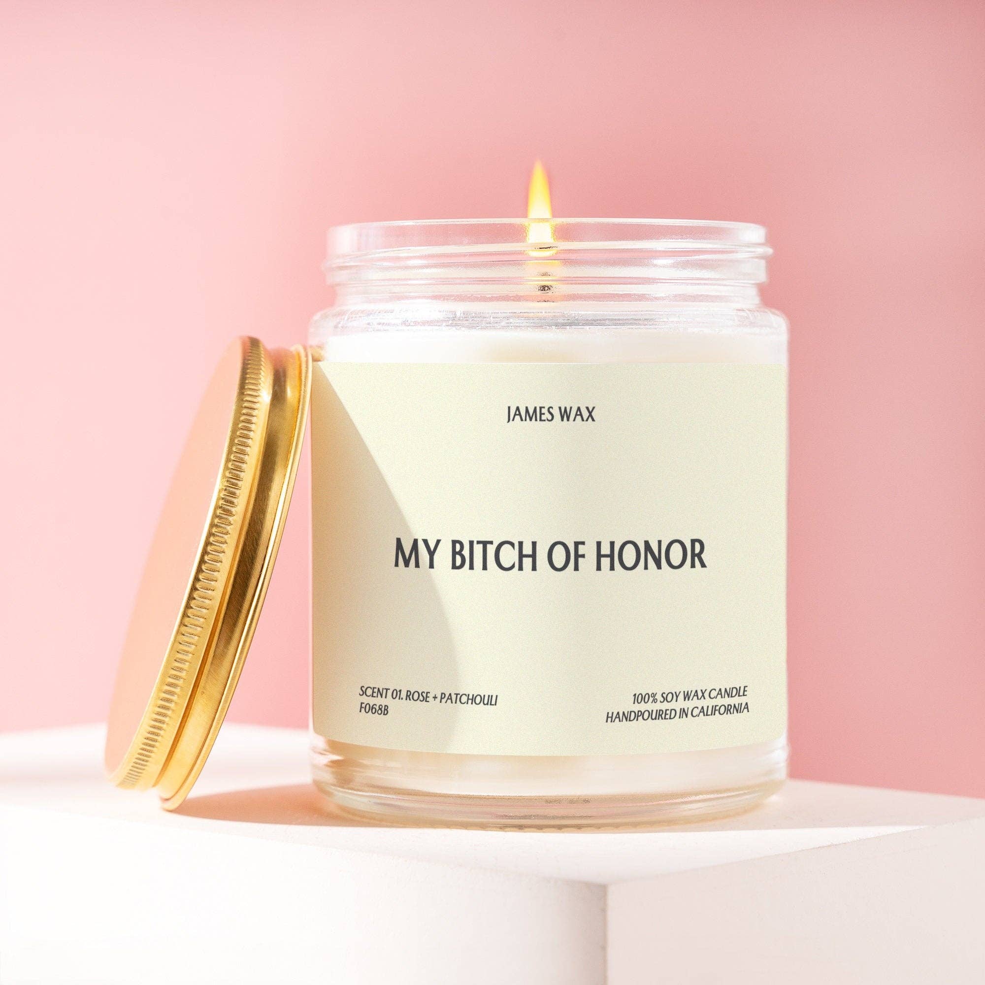 James Wax - Wholesale Jar/Filled Candle - Maid of Honor Gift My Bitch of Honor Candle F068B