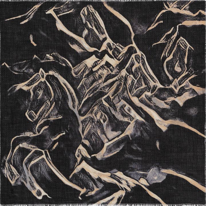 Wool square 120 - ebony look for wholesale by Petrusse Paris