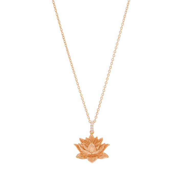 Awakened Lotus Necklace, Rose Gold for wholesale by Seven Saints