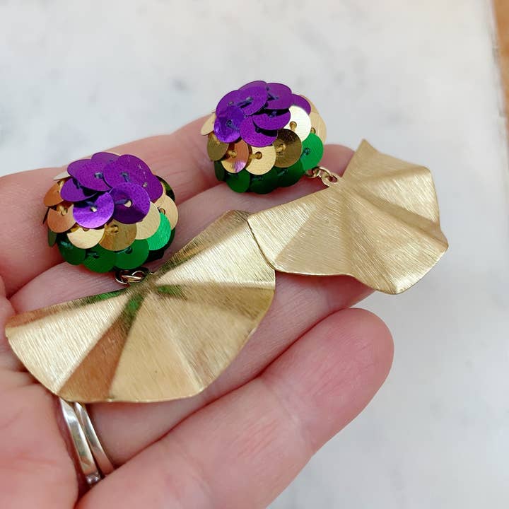 Mardi Gras Earrings, Mardi Gras Jewelry, Gold Statement for wholesale by Laalee Jewelry