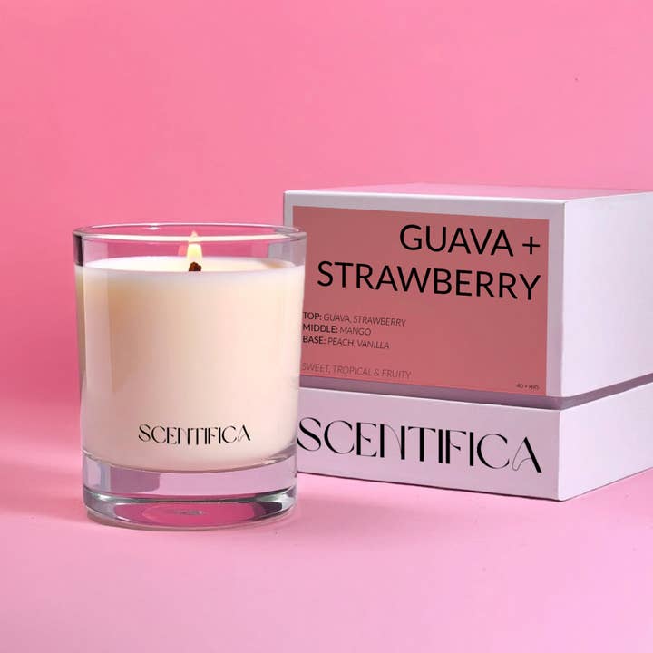 Guava + Strawberry Soy Candle for wholesale by Scentifica