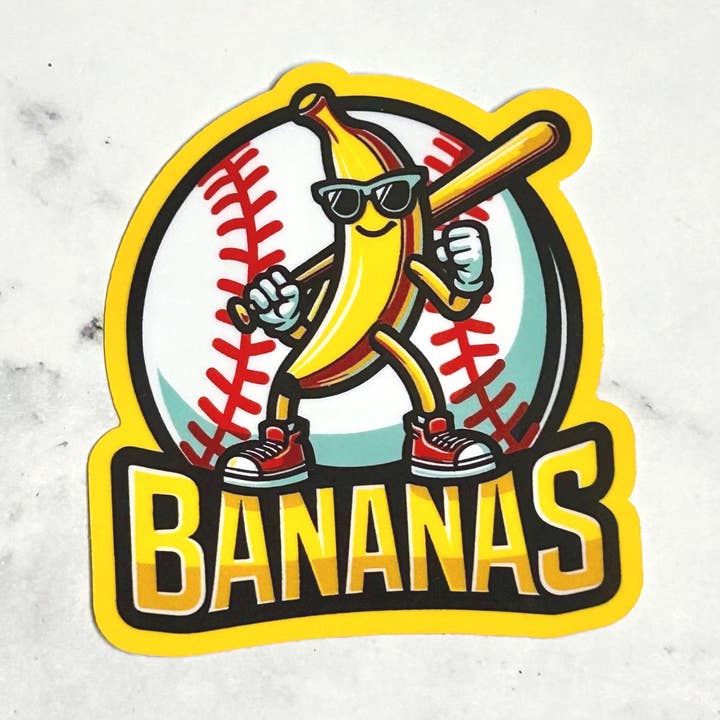 Banana Baseball Sticker for wholesale by The Orange Ampersand