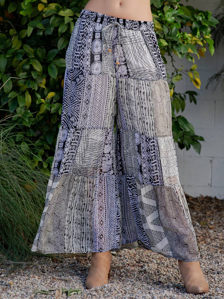 Young Threads - Wholesale Pants - Women's - Retro Revival Long Flared Patchwork Pants (New Color)43