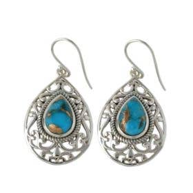 Blue Mojave Turquoise earrings - PROTECTION, GOOD FORTUNE!! for wholesale by World Gems Jewelry LLC