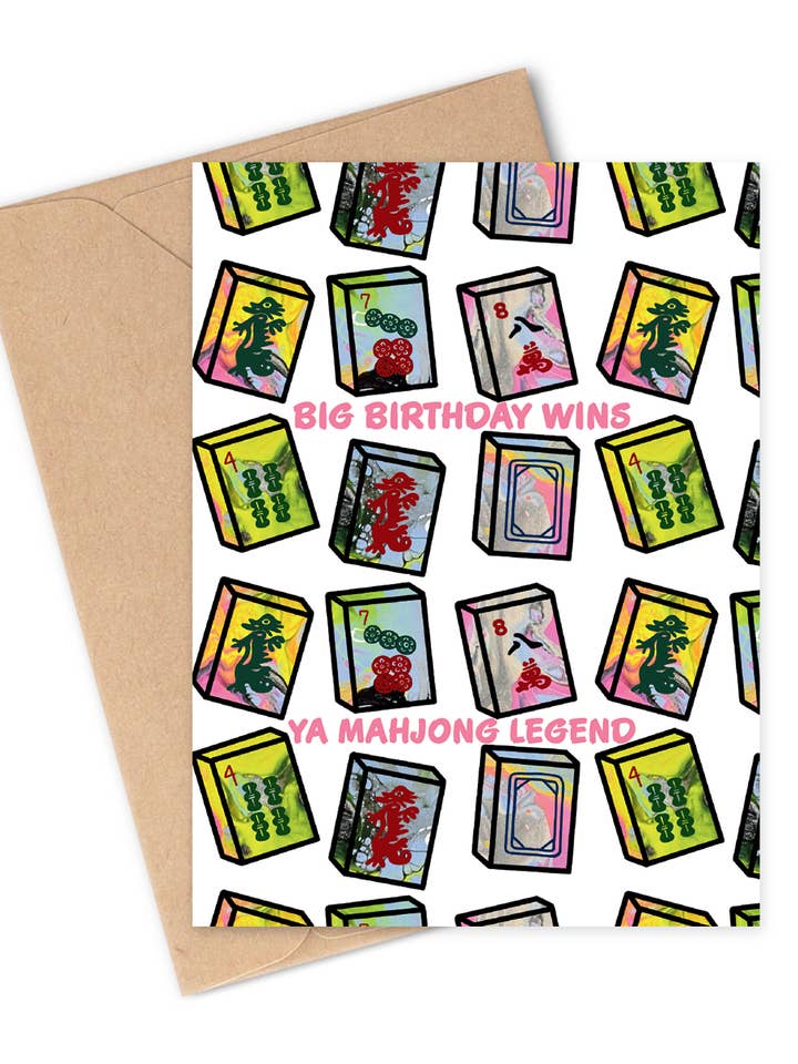 BIG BIRTHDAY WINS, YA MAHJONG LEGEND Greeting Card for wholesale by Two Brides Presents
