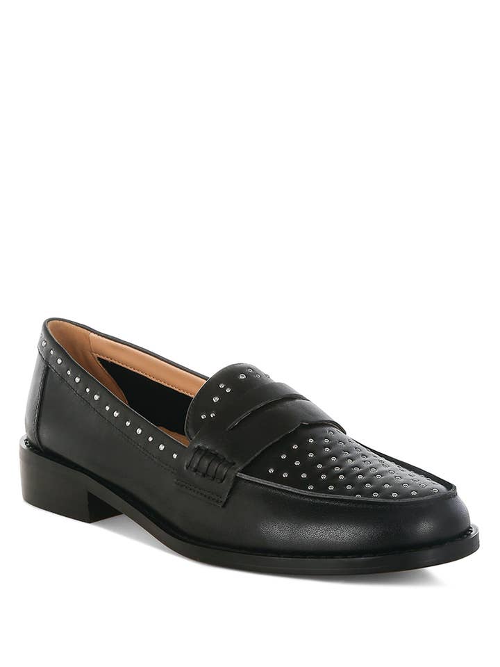 Raisa Stud Embellished Penny Loafers for wholesale by Rag Company