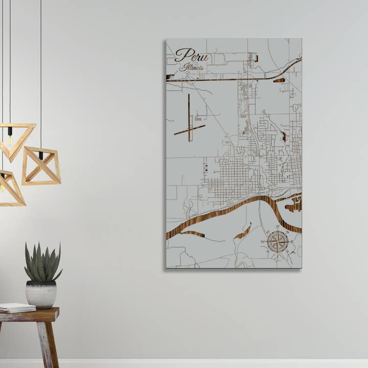 Illinois: Peru Street Map för wholesale av Fire & Pine