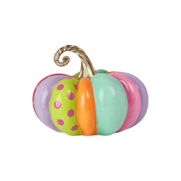 Dunn Deals - Wholesale Outdoor Ornament/Decor - Halloween Carnival 14.5" Colorful Multi Stripe Pumpkin